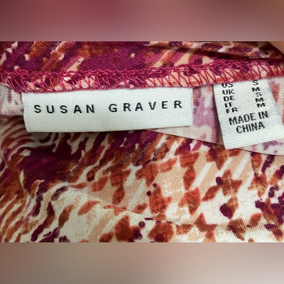 Susan Graver Liquid Knit Deconstructed Plaid Houndstooth Print Long Sleeve VNeck - Picture 5 of 8